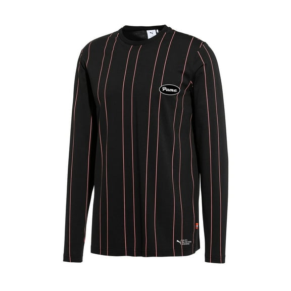 Puma Local 91074 Mens Long Sleeve Striped Crewneck T-Shirt (Medium, Black)