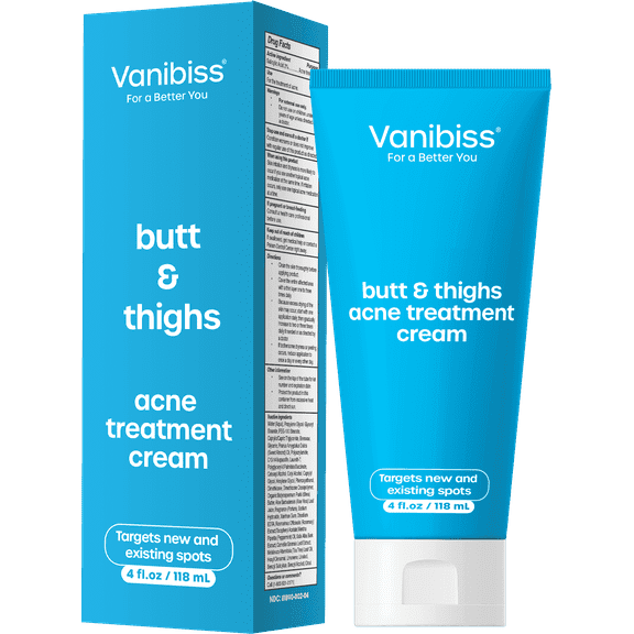 Vanibiss Butt and Thighs Acne Treatment Cream with Salicylic Acid, 4 fl.oz