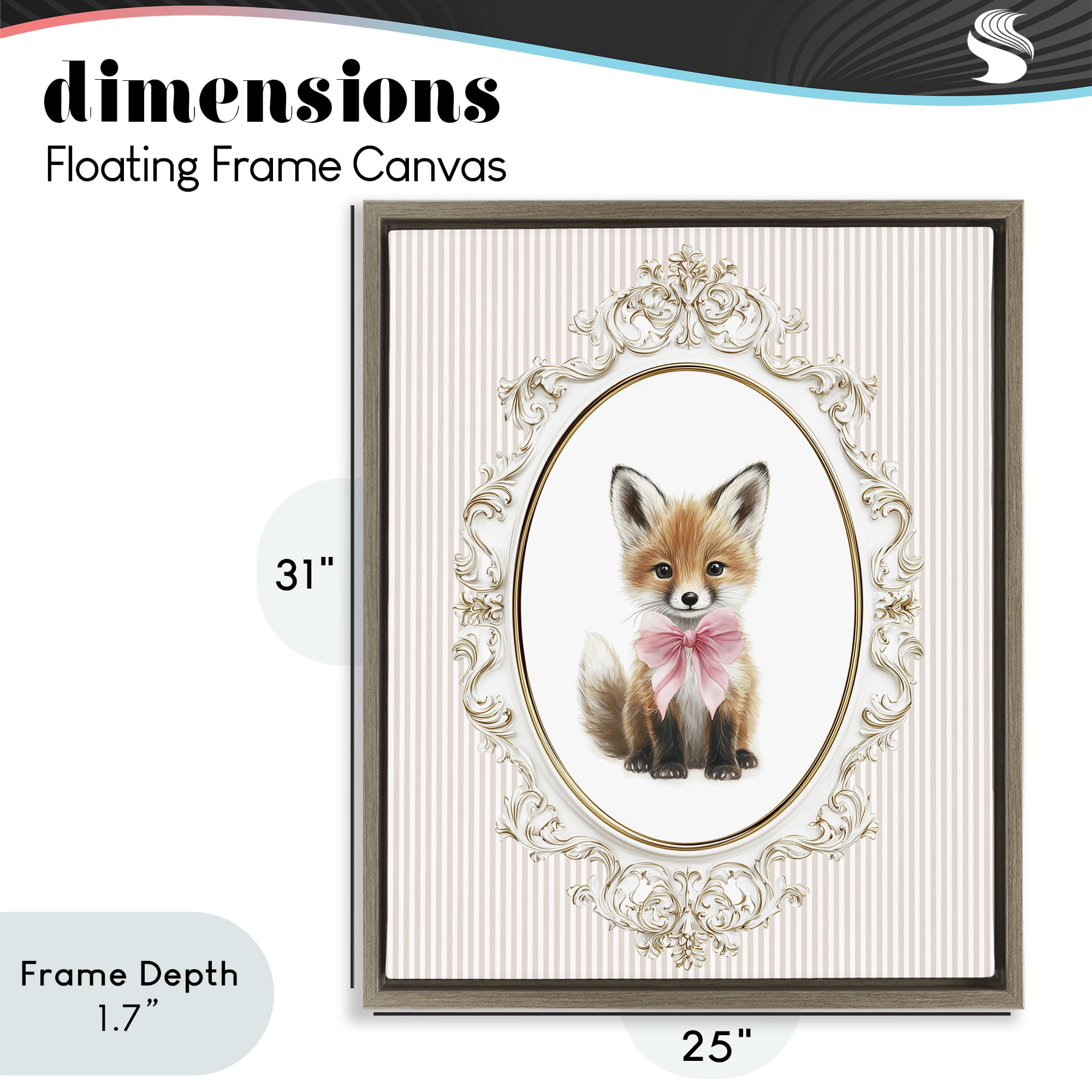 Stupell Industries Vintage Baby Fox Brown Framed Floater Canvas Wall Art, design by Christine Simpson Art