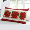 thumbnail image 5 of Red Poinsettia Throw Pillow Cover, Seasonal Winter Christmas Floral Rectangle Decorative Pillow Case Protector Soft Cushion Cover Lumbar Pillowcase for Couch Sofa Bedroom Car Chair Decor 16x24 Inch, 5 of 8