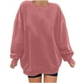thumbnail image 2 of Jsaierl Womens Sweatshirt Loose Fit Solid Color Sweatshirts Round Neck Casual Sweater Tops Oversized Long Sleeve Shirts, 2 of 6