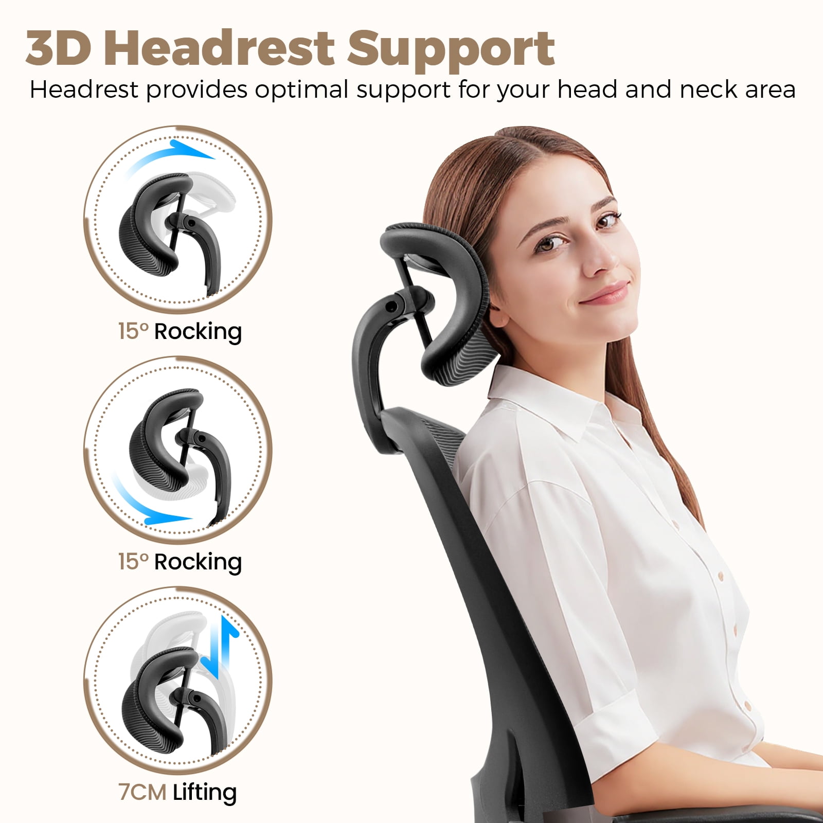 COOLHUT Office Chair Ergonomic Desk Chair, High Back Office Chair with Headrest, Big and Tall Comfy Home Office Desk Chair Lumbar Support Breathable Mesh Office Chair, Black