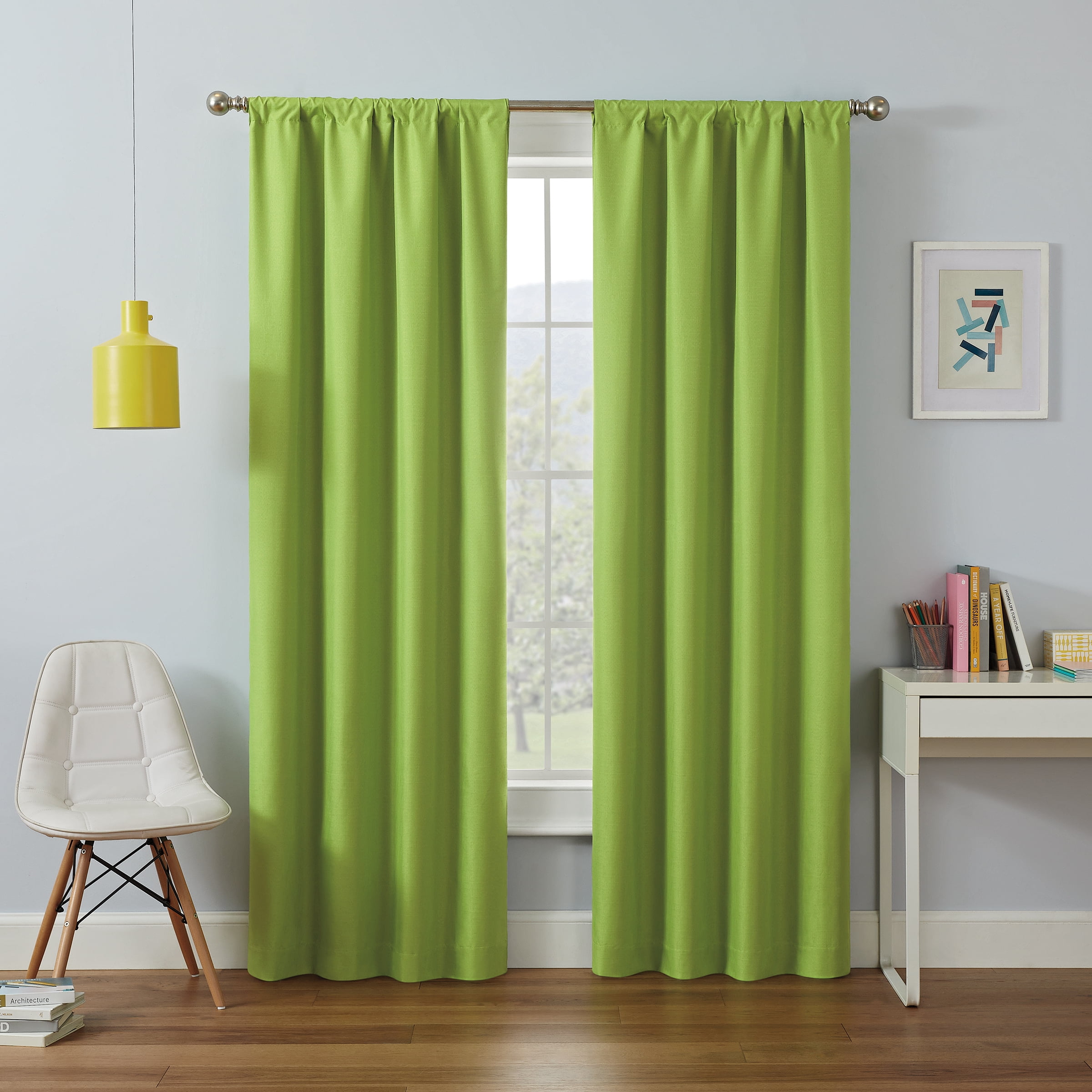 Eclipse Kendall Solid Blackout Rod Pocket Energy Efficient Curtain Panel Lime Green 42 X 54 Com Eclipse Kendall Solid Blackout Rod, Lime Green Curtains