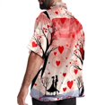 thumbnail image 3 of Valentine's Day Love Men's Short Sleeve Printed Button Down Beach Shirt Casual Summer Unisex Tops with Spread Collar, 3 of 6