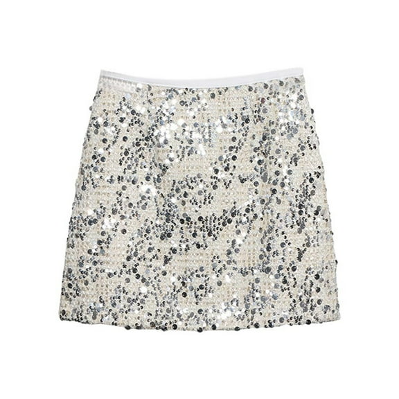 High Waisted Sequin Skirt for Women Elegant A Line Wrap Mini Skirt Party Wear Stretchy Comfortable Fashion
