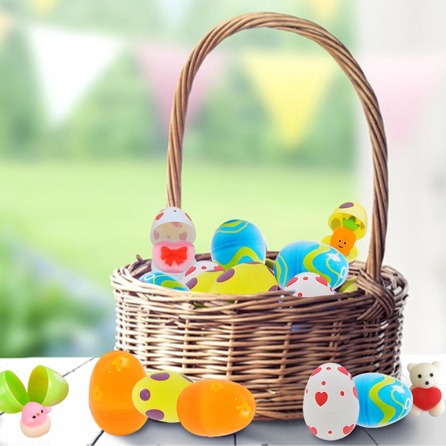 Meottam 12 Pack Prefilled Easter Eggs with Mochi Squeeze Toys, Easter Basket Stuffers for Easter Gifts Egg Theme Party Favor, Kids Novelty Toys Class Prizes Birthday Gifts Stress Relief Toy