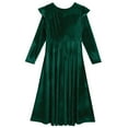 thumbnail image 5 of FYMNSI Mommy and Me Velvet Dresses Long Sleeve Fall Winter Ruffle Dress Vintage Family Matching Outfit Girl 2-3T Green, 5 of 10