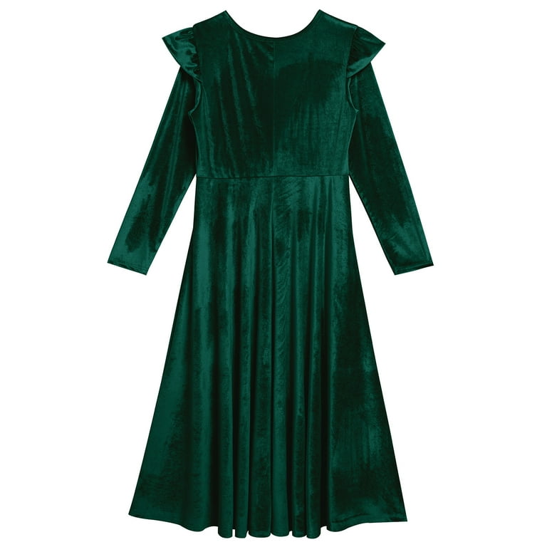 navy blue dress for baby girl FYMNSI Mommy and Me Velvet Dresses Long Sleeve Fall Winter Ruffle Dress  Vintage Family Matching Outfit Girl 2-3T Green