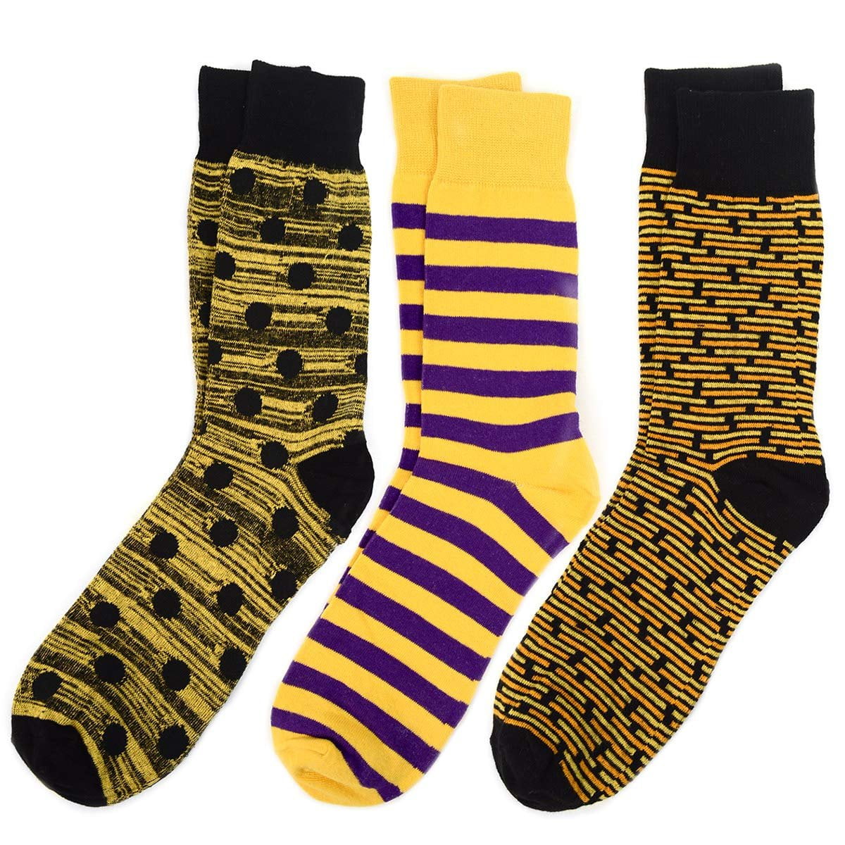 Fits 10-13 Striped Solid Argyle & More Premium Dress Socks for Men 3 Pairs Gift Set