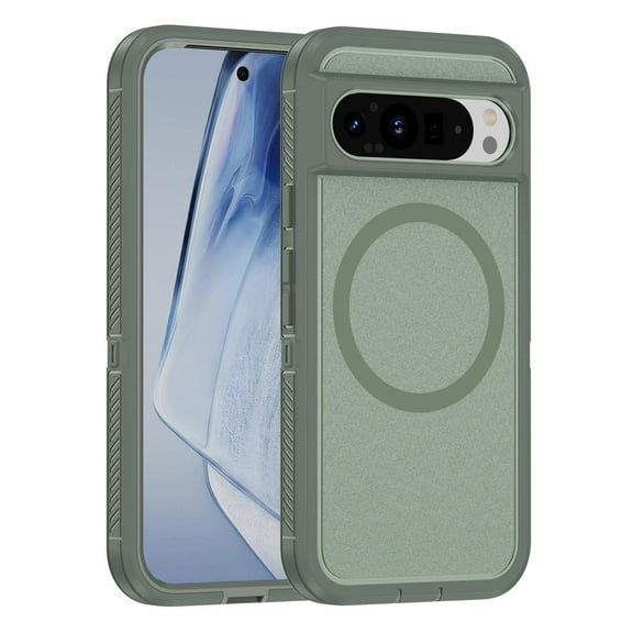 Decase Thin Case for Google Pixel 9/Pixel 9 Pro,Magnetic Lightweight Case Highly Grippy Scratch-Resistant Frosted Phone Cover, Graygreen Green