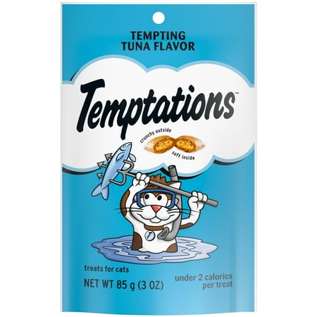 TEMPTATIONS Classic Crunchy and Soft Cat Treats Tempting Tuna Flavor, 3 oz. Pouch