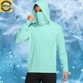 thumbnail image 2 of Dazajoo Mens Sun Shirt UPF 50+ Sun Protection Long Sleeve Lightweight Lightweight Breathable Cooling Uv Protection Hoodie Vacation Sale,Light Blue,S, 2 of 7