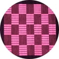 thumbnail image 1 of Ahgly Company Indoor Round Checkered Pink Modern Area Rugs, 5' Round, 1 of 4