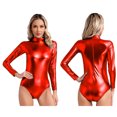 thumbnail image 3 of Traje de baño para gimnasia brillante metálico para mujer, leotardo de Ballet atlético, mono ajustado para Yoga, Ropa de baile de Ballet de una pieza, 3 of 5