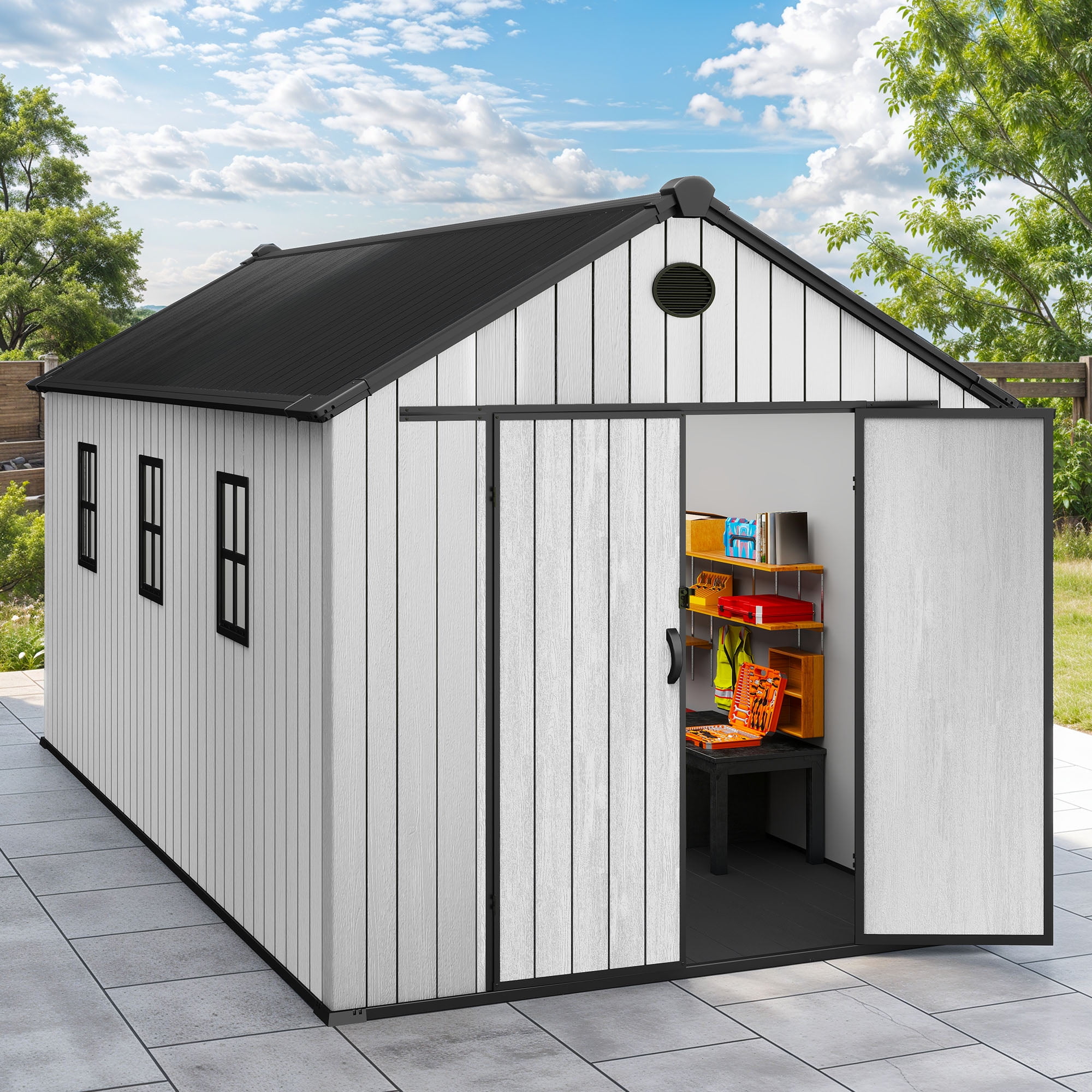 Keter Newton Plus 7.5x13 ft. Durable Resin Outdoor Storage Shed