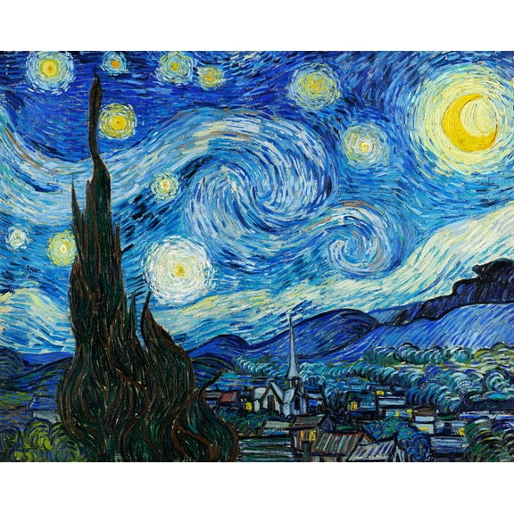 Starry Night by Vincent van Gogh - 12" x 18" Art Print Wall Decor