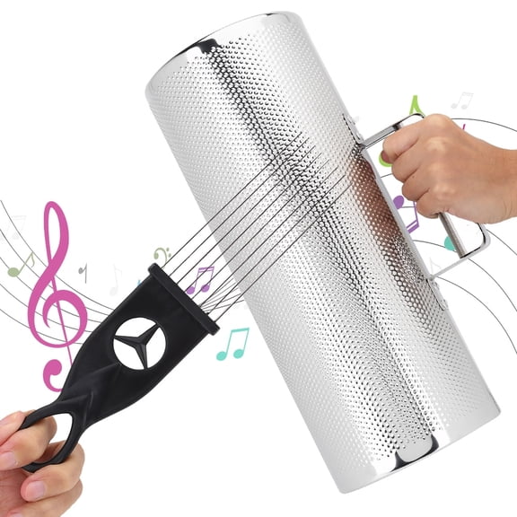 Mgaxyff Percussion Instrument, Stainless Steel Guiro, 5*12.8'' Professional Percussion Instrument Metal Guiro with Scraper