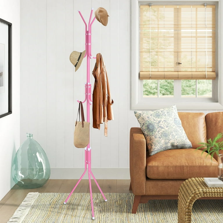 9 Hooks Coat Rack Stand Freestanding Organizer for Coats Hats Bags Available in White Black Pink Blue Walmart
