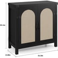 thumbnail image 2 of Bingirl 31.5 - Inch Black Small Rattan Buffet Cabinet: Kitchen Coffee Bar Cabinet with Doors, Adjustable Shelves, and Handle for Kitchen/Living Room in Boho Farmhouse Style, 2 of 6