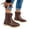 Brown, variant on YOUYEDIAN Boots for Women Fashion Lace-up Versatile Round Toe Low Heel Ankle Booties Casual Comfy Flat Walking Shoes