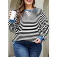 thumbnail image 5 of SHEWIN Oversized Sweatshirts for Women Plus Size Pullover 2025 Fashion Stripe Fall Tops Black White 5X, 5 of 8