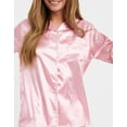 thumbnail image 4 of Womens Satin Short Pajamas Set Button Down Two-piece Pj Sets Sleepwear Flannel Loungewear, 4 of 6