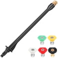 thumbnail image 1 of Adjustable Spray Pressure Washer Extension Wand With 5 Nozzle Tip Easy Connection Efficient Power Washer Extender for Various Cleaning Work-black-, 1 of 10