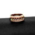 thumbnail image 3 of Uloveido Rose Gold Plated Oval Cut Multi Color Zircon Stones Eternity Band for Women,Crystal Rhinestone Wedding Engagement Ring J501 (Multi, Size 8), 3 of 7