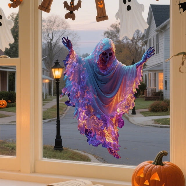 Pegatinas de Fantasmas para Ventanas de Halloween | Adhesivos Decorativos Festivos para Paredes | Material de Pvc Impermeable | Fácil de Aplicar | Diseños de Fantasmas Espeluznantes | Paquete de 1 Ho