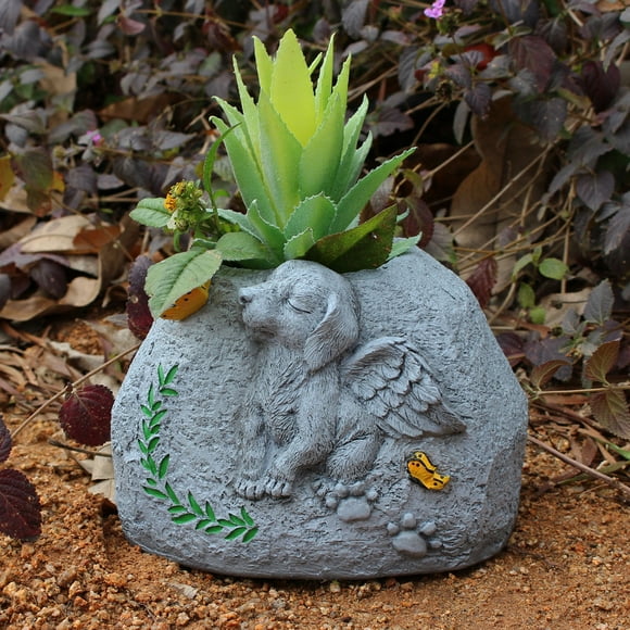 Danhjin Resin Monument Pet Dog Monument Creatives Planter Resin Simulation Memorial Planter Pet Supplies