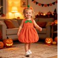 thumbnail image 5 of YUNLIUU Toddler Girl Pumpkin Dress Sleeveless Pumpkin Outfit Kids Dress up Halloween,4-5 Years,Orange-7, 5 of 5