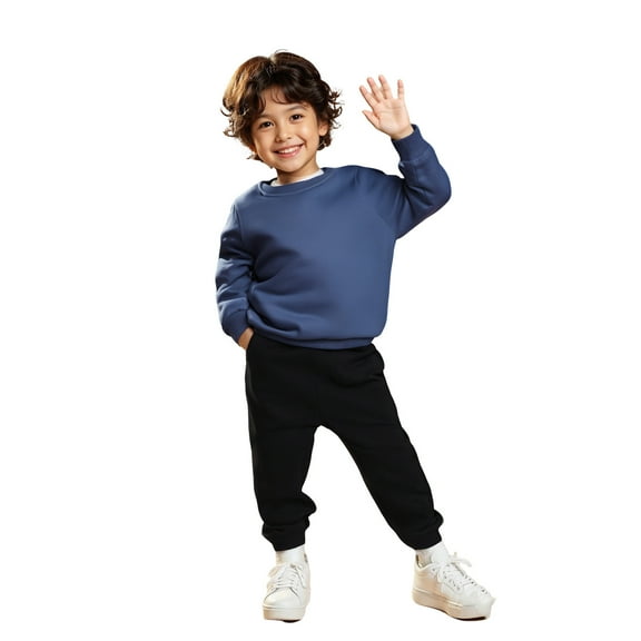 Girls' Clothing Sets Long Sleeve Crewneck Dark Blue Casual Sweatshirt Sweatpants 2 Pcs Winter Clothes Boys Outfits Size 6-7 Years Boys Girls Fashion