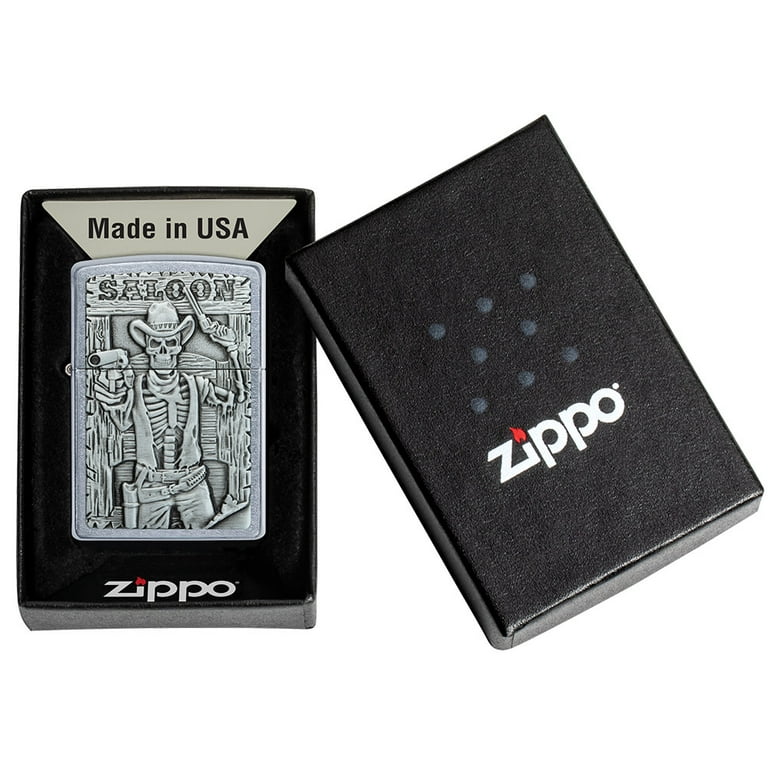 Zippo USA Classic Saloon Skull Emblem Street Chrome