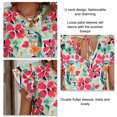 thumbnail image 3 of Camiseta de verano para mujer con mangas dobles y cuello en U con estampado de flores y lazo en la espalda, 3 of 6