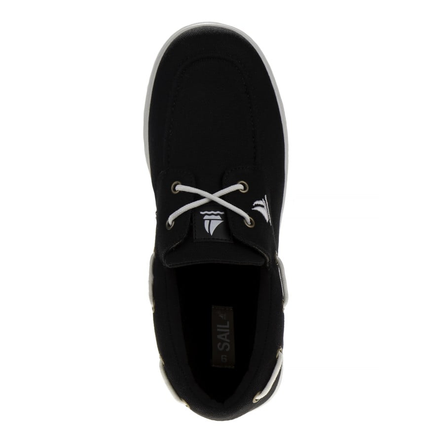 Sail Men'S Canvas Boat Shoes, Black, 8.5
