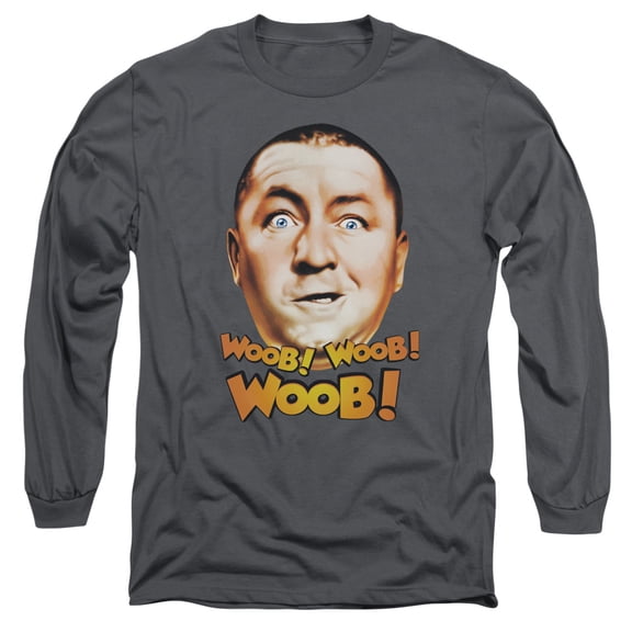 Three Stooges Woob Woob Woob Long Sleeve Adult 18/1 T-Shirt Charcoal