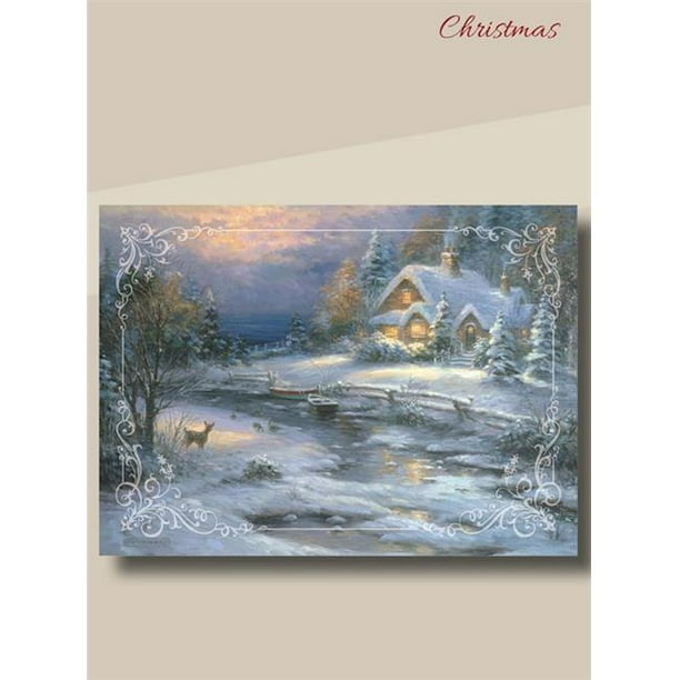 Heartland Wholesale 254079 Carte en Boîte pour la Maison d'Hiver de Noël avec Écriture - Pack de 12