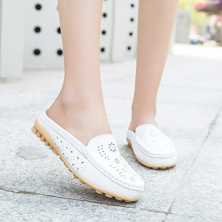

KangQi Women Hollow Breathable Backless Mesh Slip-on Flat Low Top Mules Sneakers Shoes