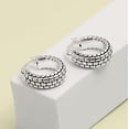 thumbnail image 4 of LeCalla 925 Sterling Silver Chunky Hoop Earrings Women | Antique Textured Click-Top Hoops, 4 of 7
