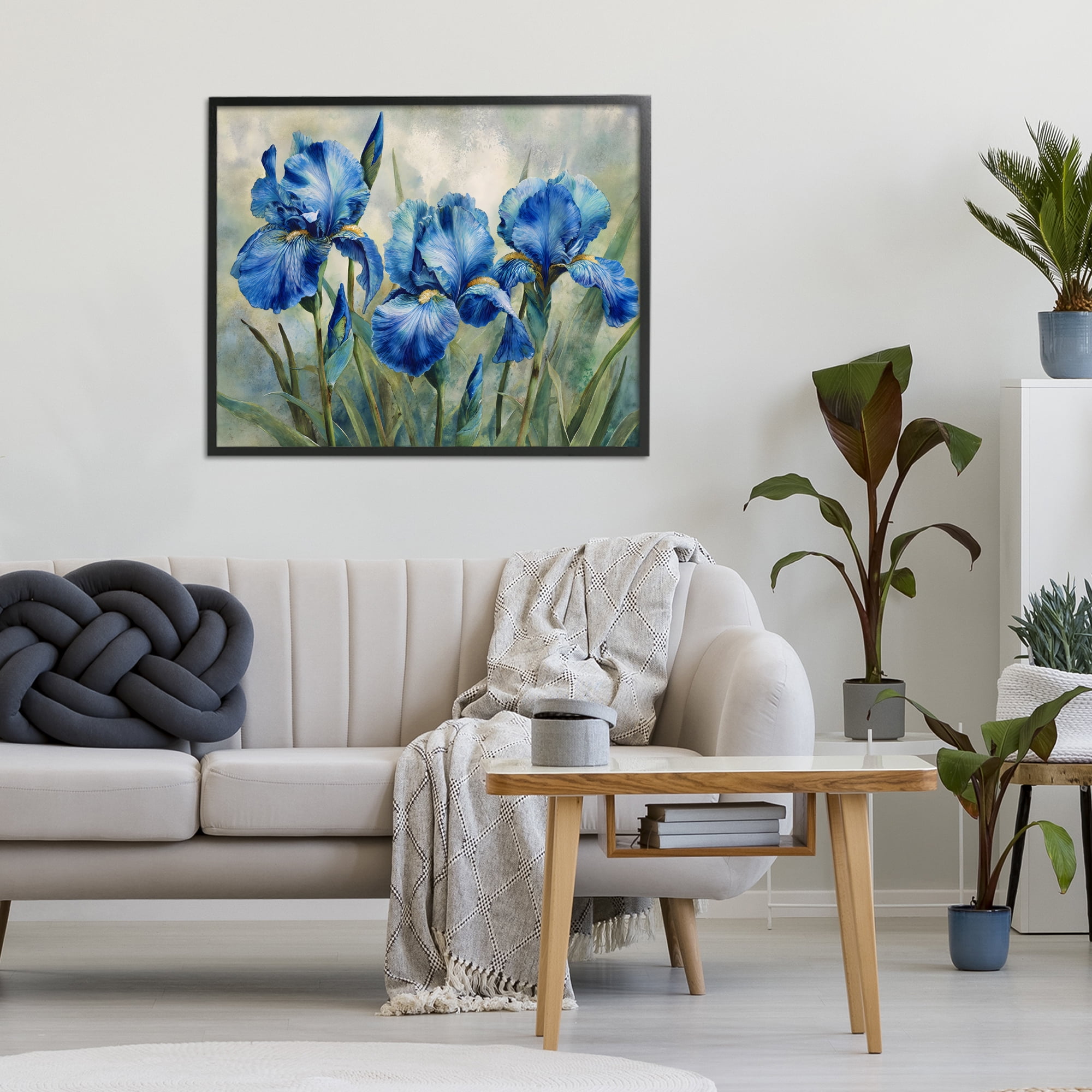 Stupell Industries Drawn Blue Iris Flowers Black Framed Giclee Art, design by Franklyn Gregory