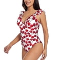 thumbnail image 3 of Yiaed Tulips Flowers Print Women's Ruffled One Piece Swimsuit V Neck Swimwear Slimming Monokini for Woman-X-Large, 3 of 8