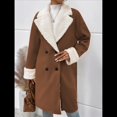 thumbnail image 4 of Abrigos de Invierno de Larga con Solapa Forrada para Mujer, Chaqueta Larga y Cálida con Doble Botonadura, Abrigo de Felpa. Marrón Oscuro XL, 4 of 7