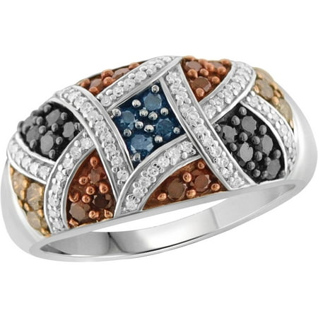 JewelersClub 1.00 Carat T.W. Multi-Color Diamond Sterling Silver Ring