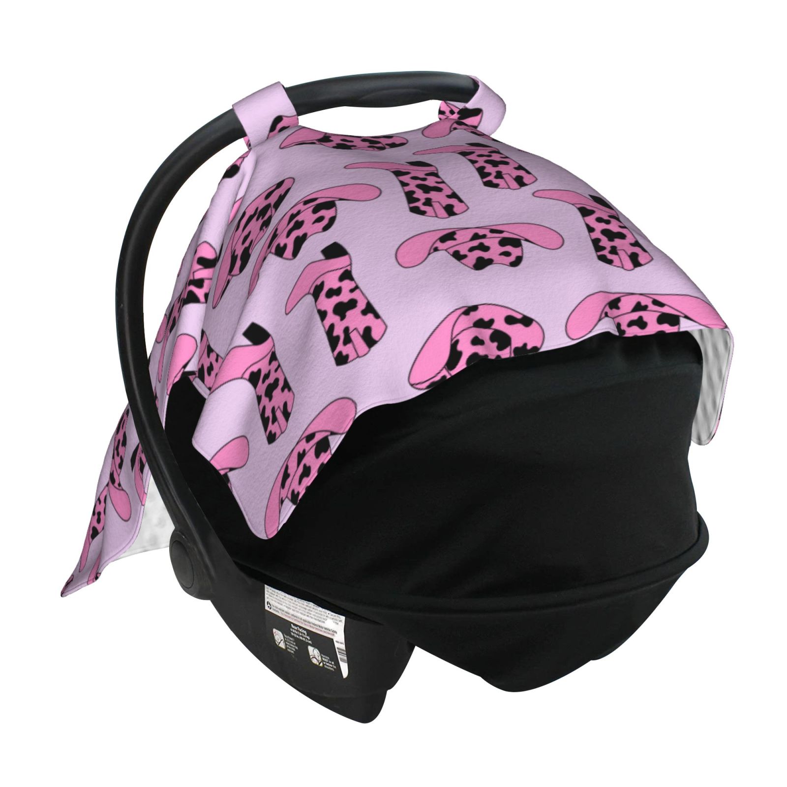 Car Seat Cover Baby - western cow pink cowboy boots hat Breathable Infant Car Seat Cover for Baby Carseat, Lightweight Comfort Baby Essentials Must Haves Newborn Stuff for Girl Boy