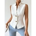 thumbnail image 2 of Women'S Sleeveless Sweater Vest Top Fahion Knit Casual Work Office Slim Fully Lined Trendy White L, 2 of 8