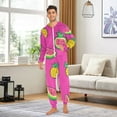 thumbnail image 5 of Pink Fruit Mix Adult onesie Pajamas, Crystal Velvet Ultra Soft Warm Jumpsuit for Men and Women, 5 of 7