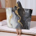 thumbnail image 5 of Black White Gold Marble Pattern Hooded Bath Towel，50"x30" for Ages 3 To 12 Kids, Quick Dry Lightweight Soft Microfiber Hood Beach Towel Cover Up for Kids, 5 of 7