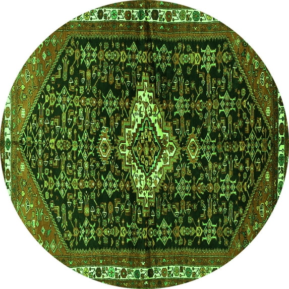 Ahgly Company Indoor Round Persian Green Traditional Area Rugs, 5' Round