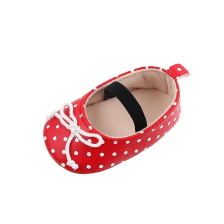

Ritualay Newborn Mary Jane Prewalker Flats First Walkers Crib Shoes Comfort Polka Dot Princess Dress Shoe Infant Toddler Soft Sole Red 12-18 months