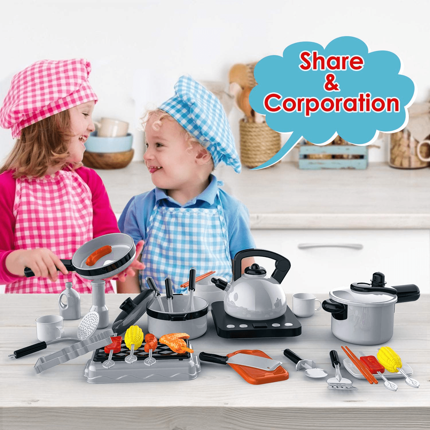 CUTE STONE Pretend Play Kitchen Toy with Cookware Steam Pressure Pot a –  joylinplay